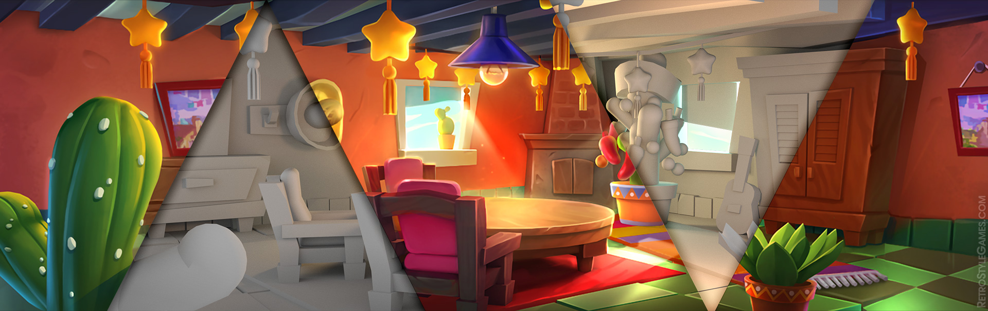 Blending 2D 3D Modeling Background Homepage Interior