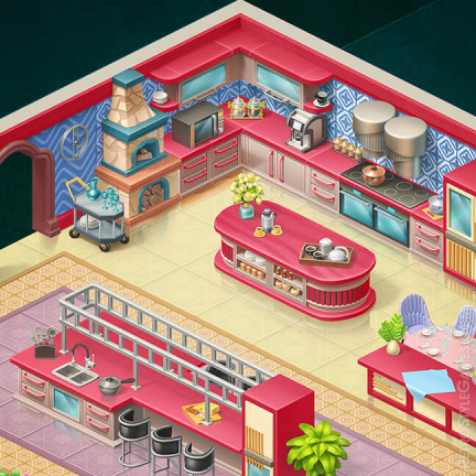 icon Isometric Kitchen Future Design Electric Stove Fridge Coffee Machine Kingdom Match Game